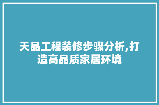 天品工程装修步骤分析,打造高品质家居环境 木雕艺术