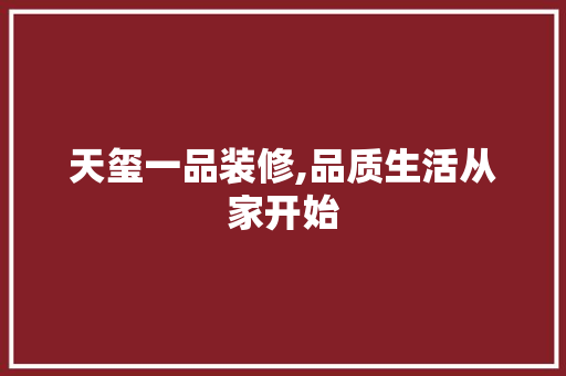 天玺一品装修,品质生活从家开始 家居装修