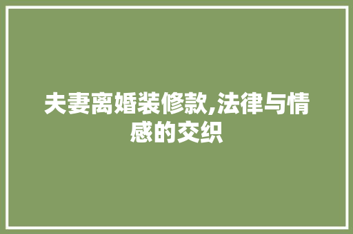 夫妻离婚装修款,法律与情感的交织 室内设计