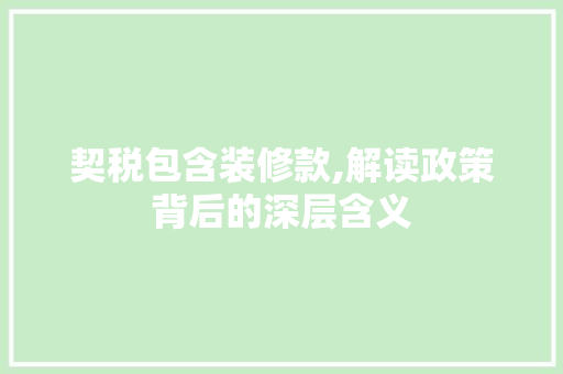 契税包含装修款,解读政策背后的深层含义 现代风格装饰