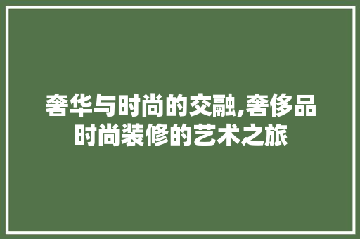 奢华与时尚的交融,奢侈品时尚装修的艺术之旅 室内设计