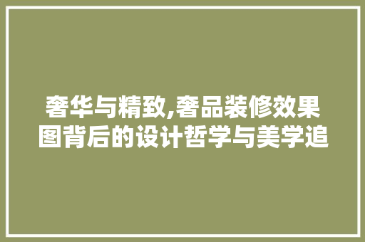 奢华与精致,奢品装修效果图背后的设计哲学与美学追求 软装设计