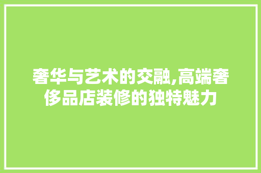 奢华与艺术的交融,高端奢侈品店装修的独特魅力 家居装修