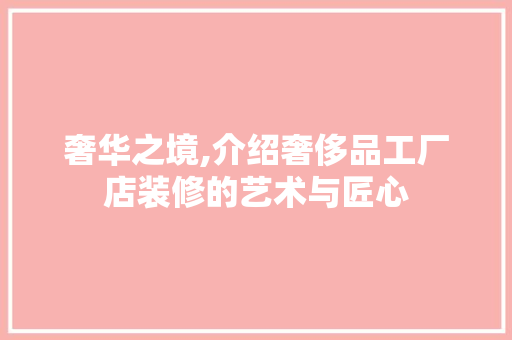 奢华之境,介绍奢侈品工厂店装修的艺术与匠心