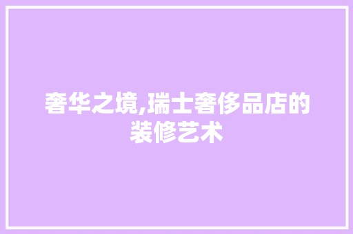 奢华之境,瑞士奢侈品店的装修艺术 软装设计