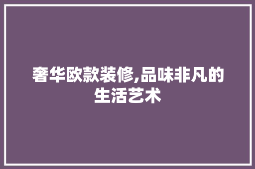 奢华欧款装修,品味非凡的生活艺术 现代风格装饰