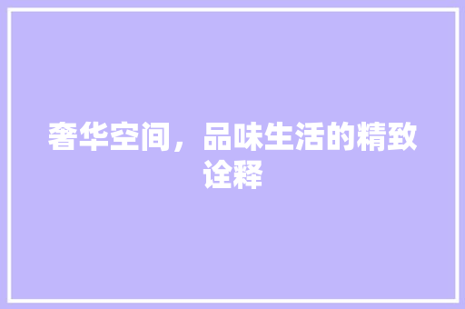 奢华空间，品味生活的精致诠释 软装设计