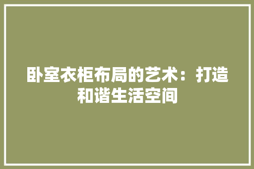 卧室衣柜布局的艺术：打造和谐生活空间 家居装修