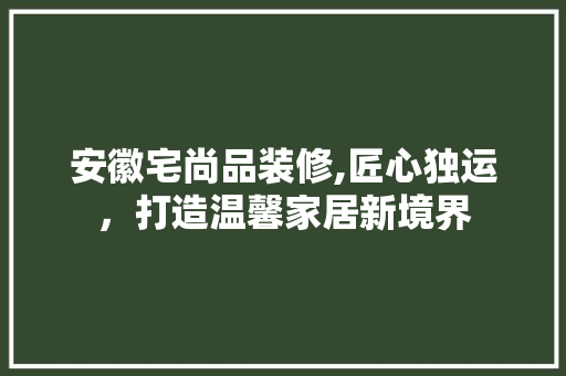 安徽宅尚品装修,匠心独运，打造温馨家居新境界 家居装修