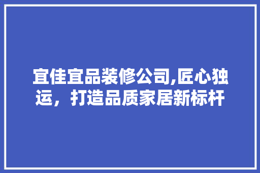 宜佳宜品装修公司,匠心独运，打造品质家居新标杆 室内设计
