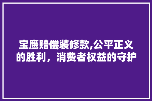 宝鹰赔偿装修款,公平正义的胜利，消费者权益的守护 现代风格装饰