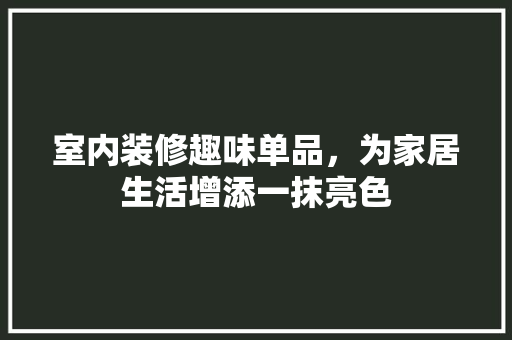室内装修趣味单品，为家居生活增添一抹亮色