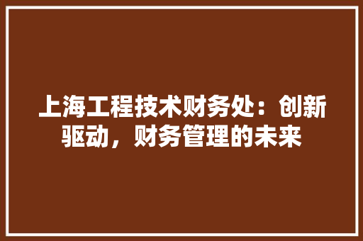 上海工程技术财务处：创新驱动，财务管理的未来