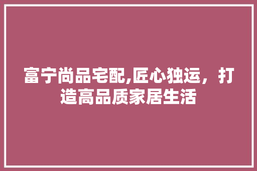 富宁尚品宅配,匠心独运，打造高品质家居生活 现代风格装饰