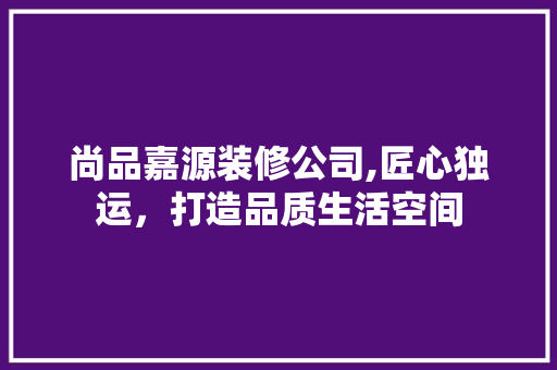尚品嘉源装修公司,匠心独运，打造品质生活空间 室内设计