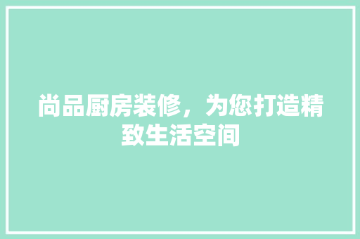 尚品厨房装修，为您打造精致生活空间 家居装修