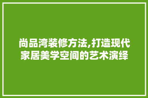 尚品湾装修方法,打造现代家居美学空间的艺术演绎 软装设计