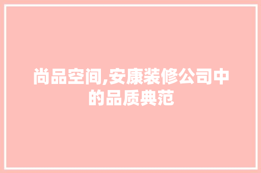 尚品空间,安康装修公司中的品质典范 软装设计
