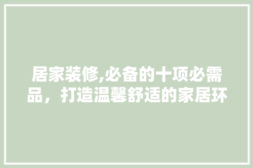 居家装修,必备的十项必需品，打造温馨舒适的家居环境 室内设计