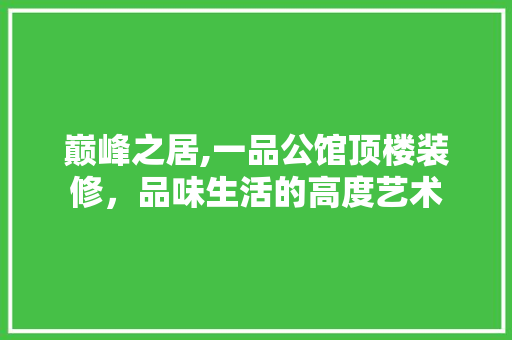 巅峰之居,一品公馆顶楼装修，品味生活的高度艺术