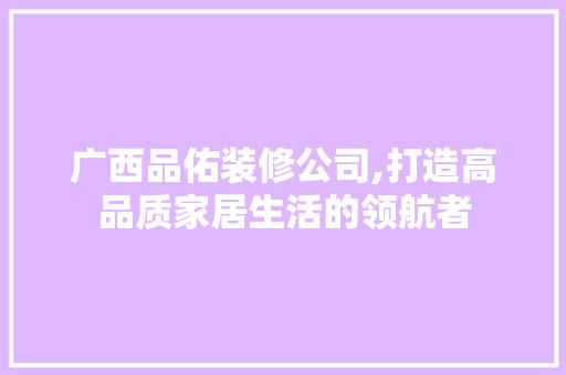 广西品佑装修公司,打造高品质家居生活的领航者 家居装修
