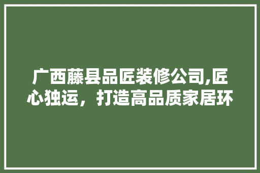 广西藤县品匠装修公司,匠心独运，打造高品质家居环境