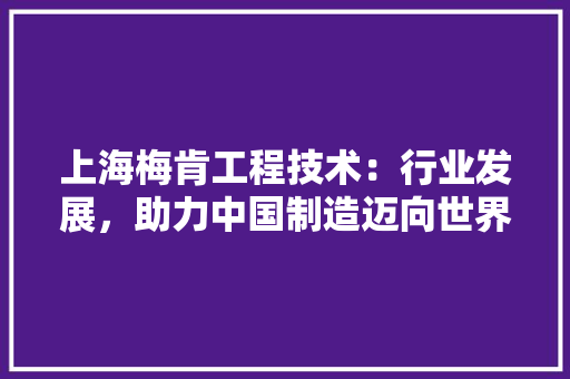 上海梅肯工程技术：行业发展，助力中国制造迈向世界舞台 软装设计