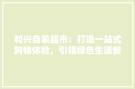 和兴自装超市：打造一站式购物体验，引领绿色生活新风尚 中式风格装饰