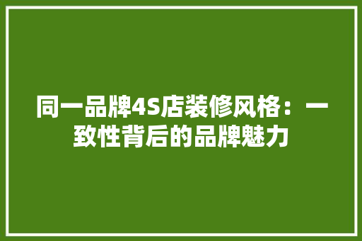 同一品牌4S店装修风格：一致性背后的品牌魅力 木雕艺术