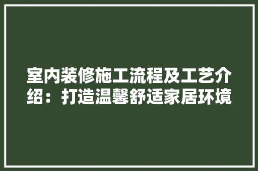 室内装修施工流程及工艺介绍：打造温馨舒适家居环境的秘密武器 木雕艺术