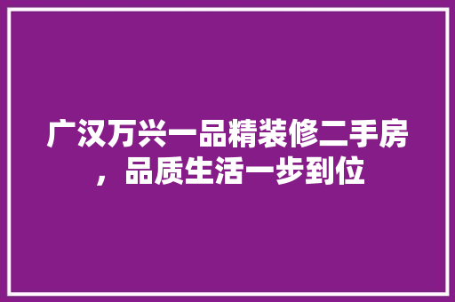 广汉万兴一品精装修二手房，品质生活一步到位