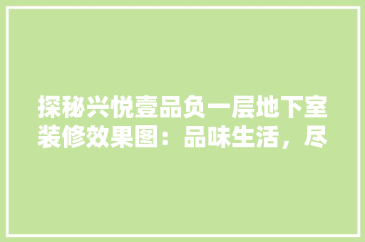 探秘兴悦壹品负一层地下室装修效果图：品味生活，尽在细节 客厅装修