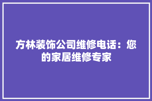 方林装饰公司维修电话：您的家居维修专家 现代风格装饰