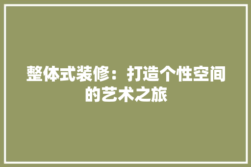 整体式装修：打造个性空间的艺术之旅 现代风格装饰