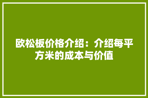 欧松板价格介绍：介绍每平方米的成本与价值 现代风格装饰