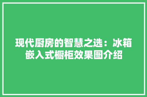 现代厨房的智慧之选：冰箱嵌入式橱柜效果图介绍 室内设计