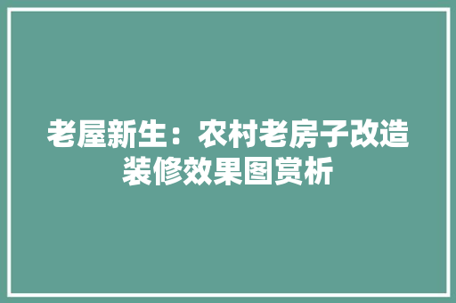 老屋新生：农村老房子改造装修效果图赏析
