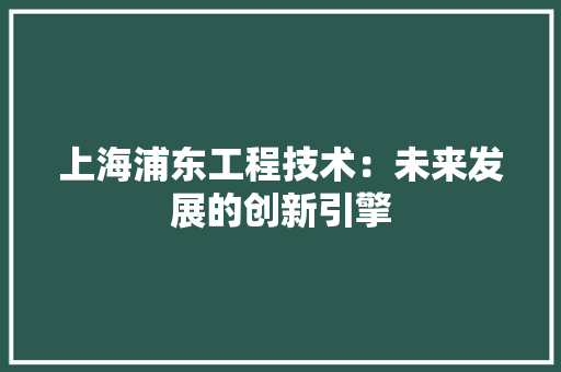 上海浦东工程技术：未来发展的创新引擎 软装设计