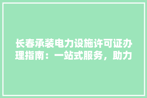 长春承装电力设施许可证办理指南：一站式服务，助力企业合规发展 木雕艺术
