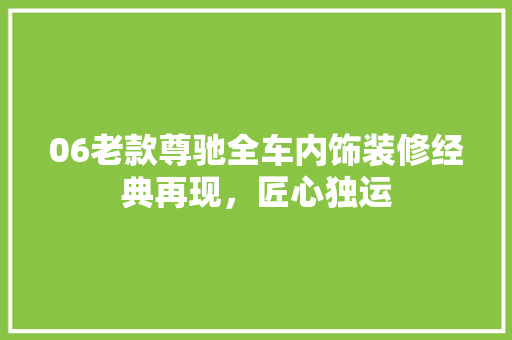 06老款尊驰全车内饰装修经典再现，匠心独运 中式风格装饰