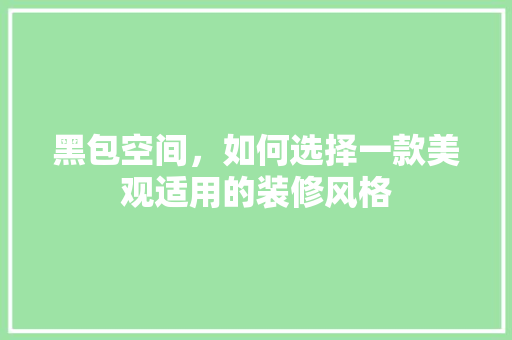 黑包空间，如何选择一款美观适用的装修风格 家居装修