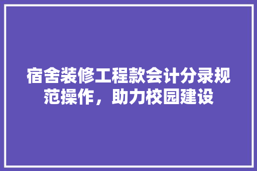 宿舍装修工程款会计分录规范操作，助力校园建设