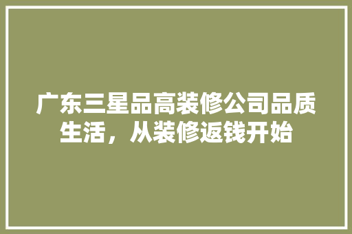 广东三星品高装修公司品质生活，从装修返钱开始