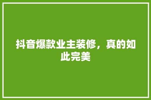抖音爆款业主装修，真的如此完美