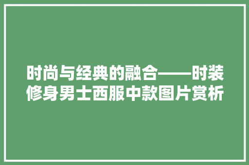 时尚与经典的融合——时装修身男士西服中款图片赏析