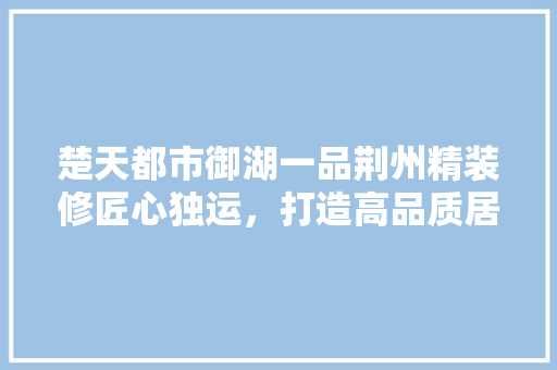 楚天都市御湖一品荆州精装修匠心独运，打造高品质居住典范