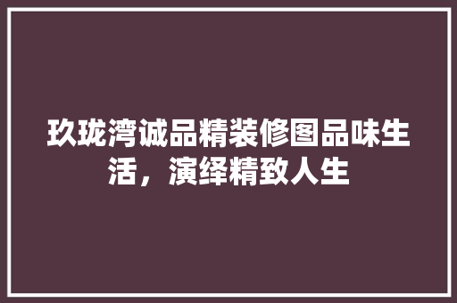玖珑湾诚品精装修图品味生活，演绎精致人生
