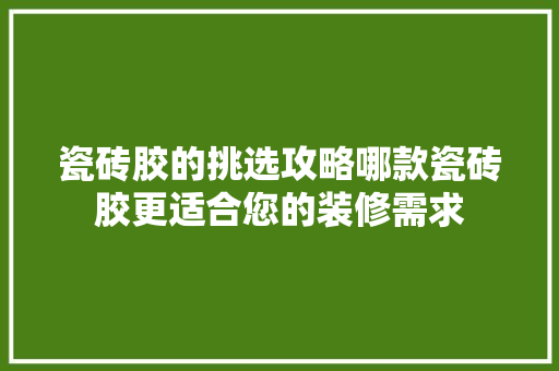 瓷砖胶的挑选攻略哪款瓷砖胶更适合您的装修需求