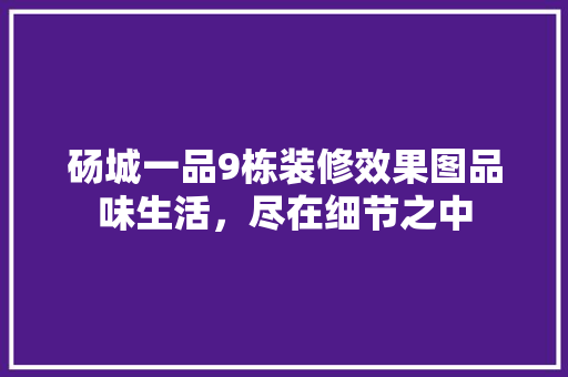 砀城一品9栋装修效果图品味生活，尽在细节之中