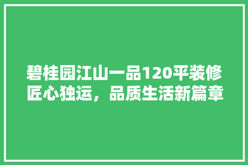 碧桂园江山一品120平装修匠心独运，品质生活新篇章